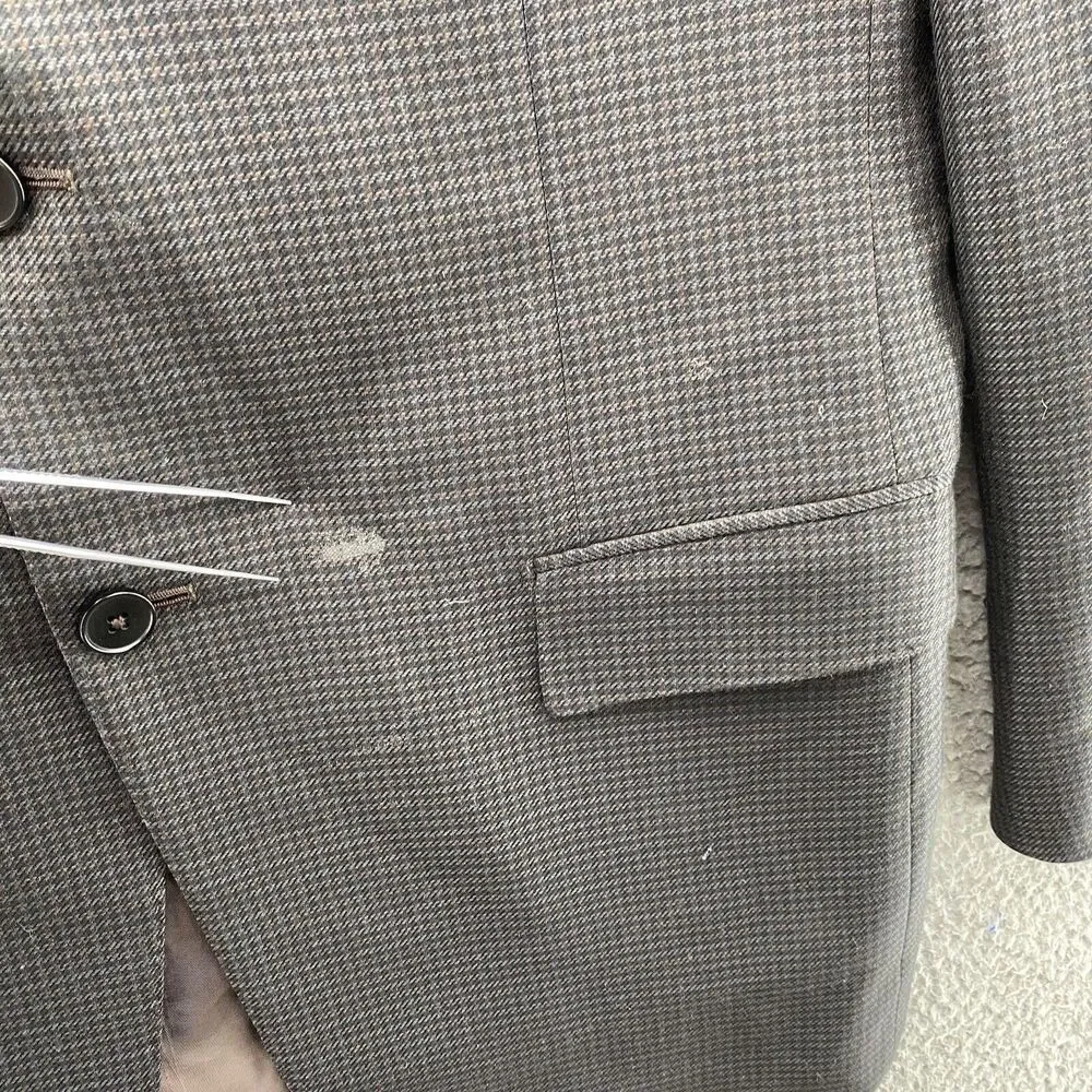 Ermenegildo Zegna Blazer Mens 52‎ R Brown Herringbone Cashmere Wool Silk Sport